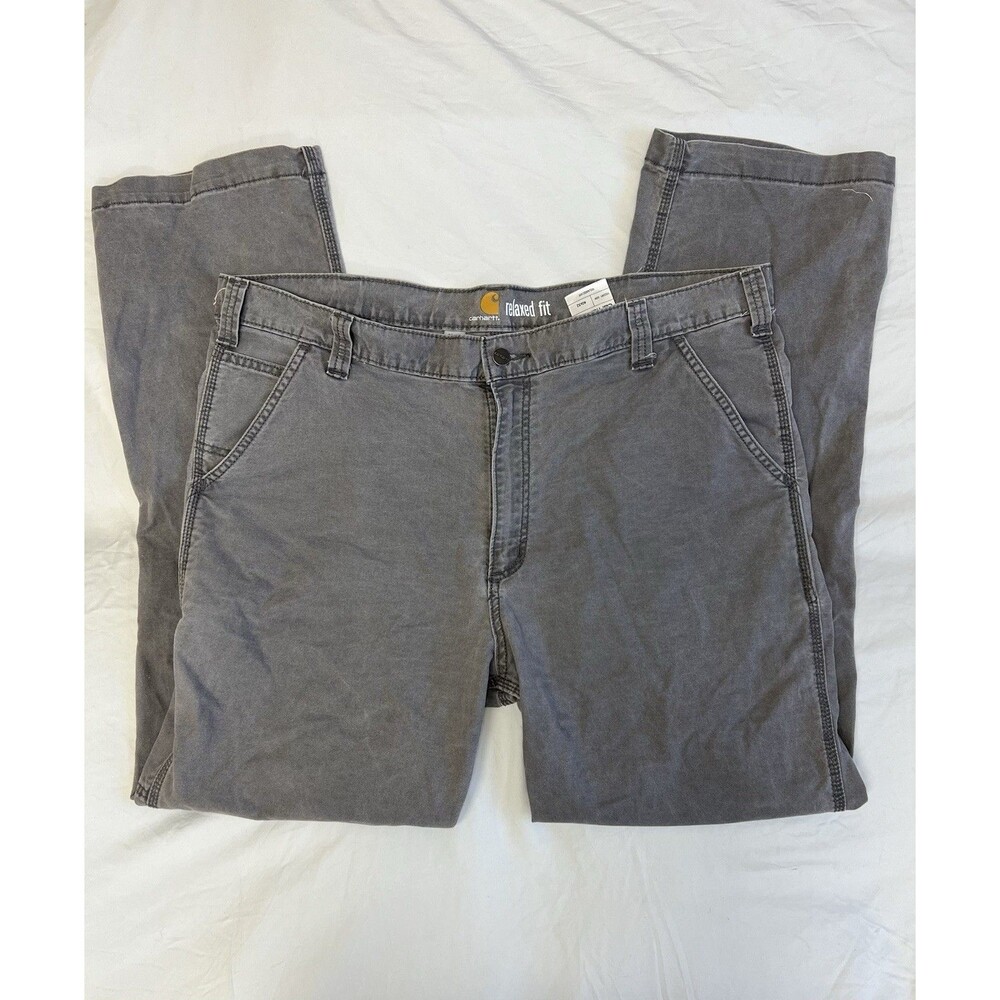 Carhartt Pants Mens 40x32 Gray Canvas Straight Relaxed Fit Work Grunge 102291